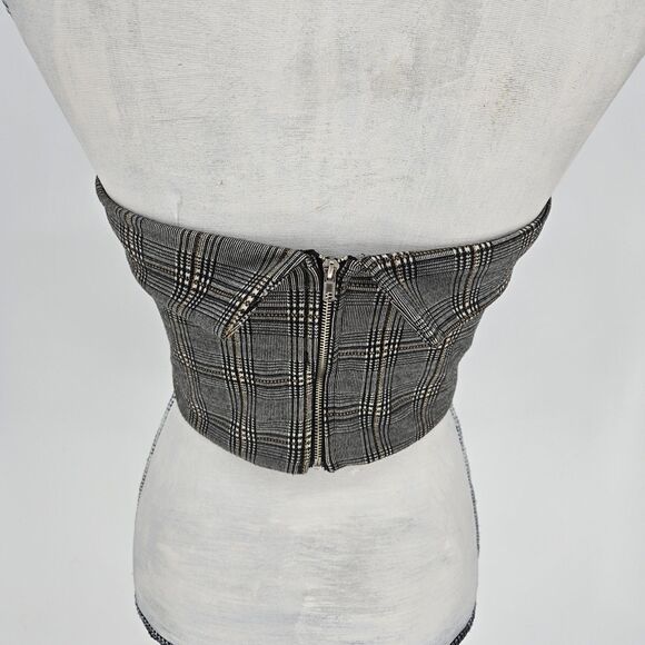 Le Lis Plaid Strapless Crop Top Medium - Picture 2 of 4